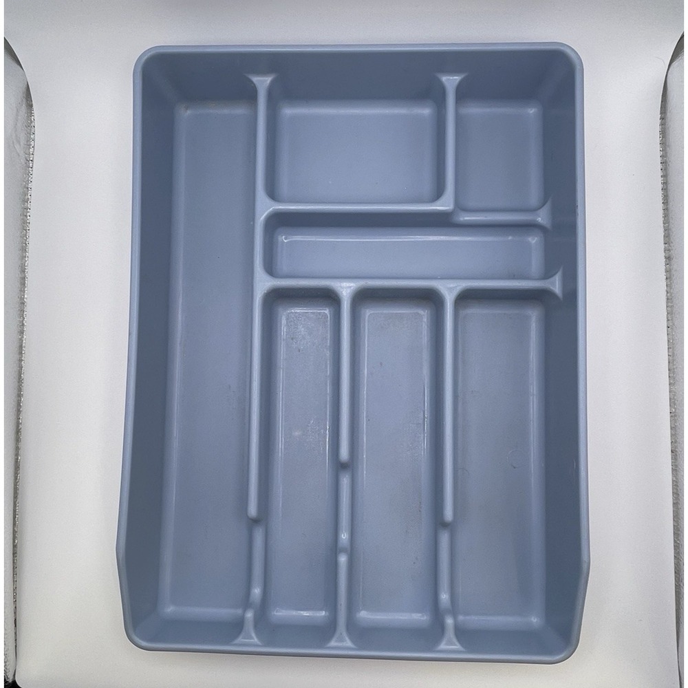 Vtg Rubbermaid Silverware Utensil‎ Tray Drawer 7 Compartment Organizer 0521 Blue